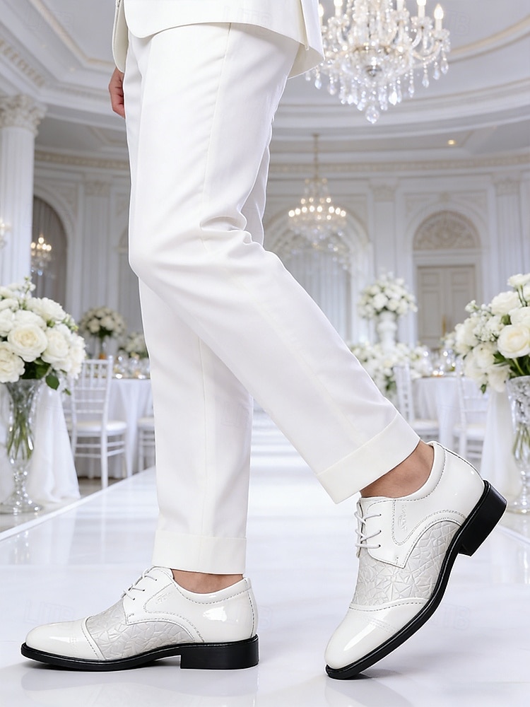 Witte herenschoenen – klassiek formeel ontwerp voor bruiloften en speciale gelegenheden. 2026 - $54.99 –P1