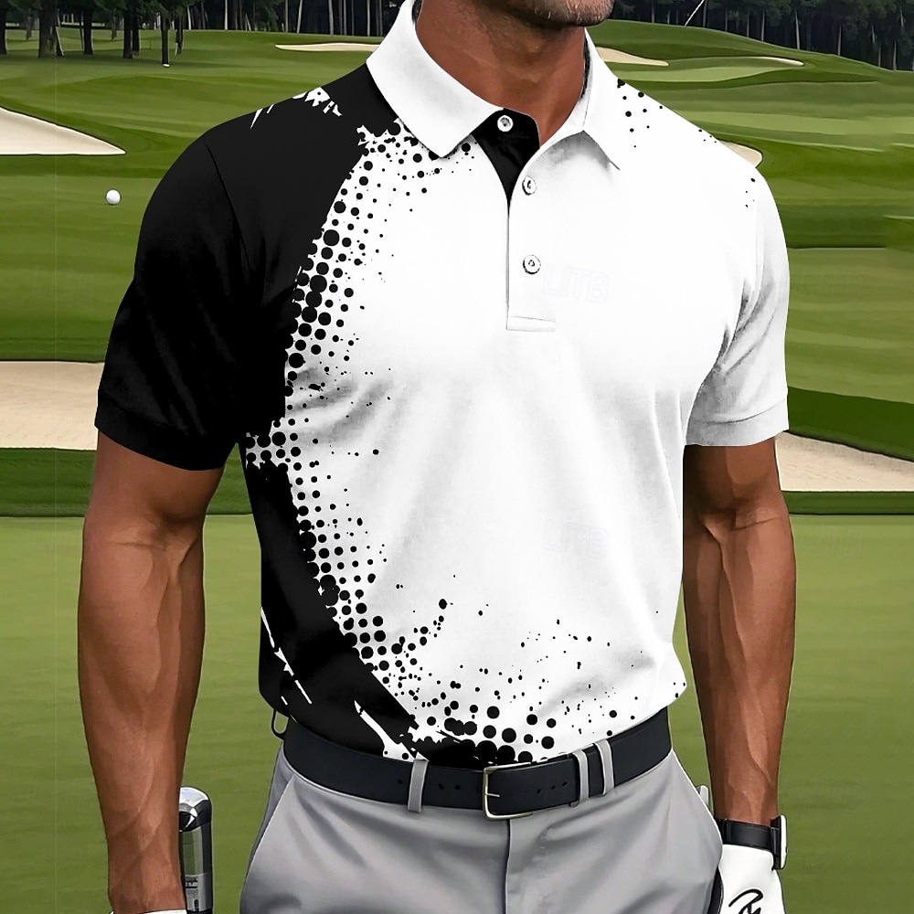 Férfi Geometriai Golf Sportpólóingek Rövid ujjú Pólóingek Galléros ingek Alkalmi Sportruházat Gombok Nyár Tavasz Medence Fekete Rubin 2026 - $21.99 –P4