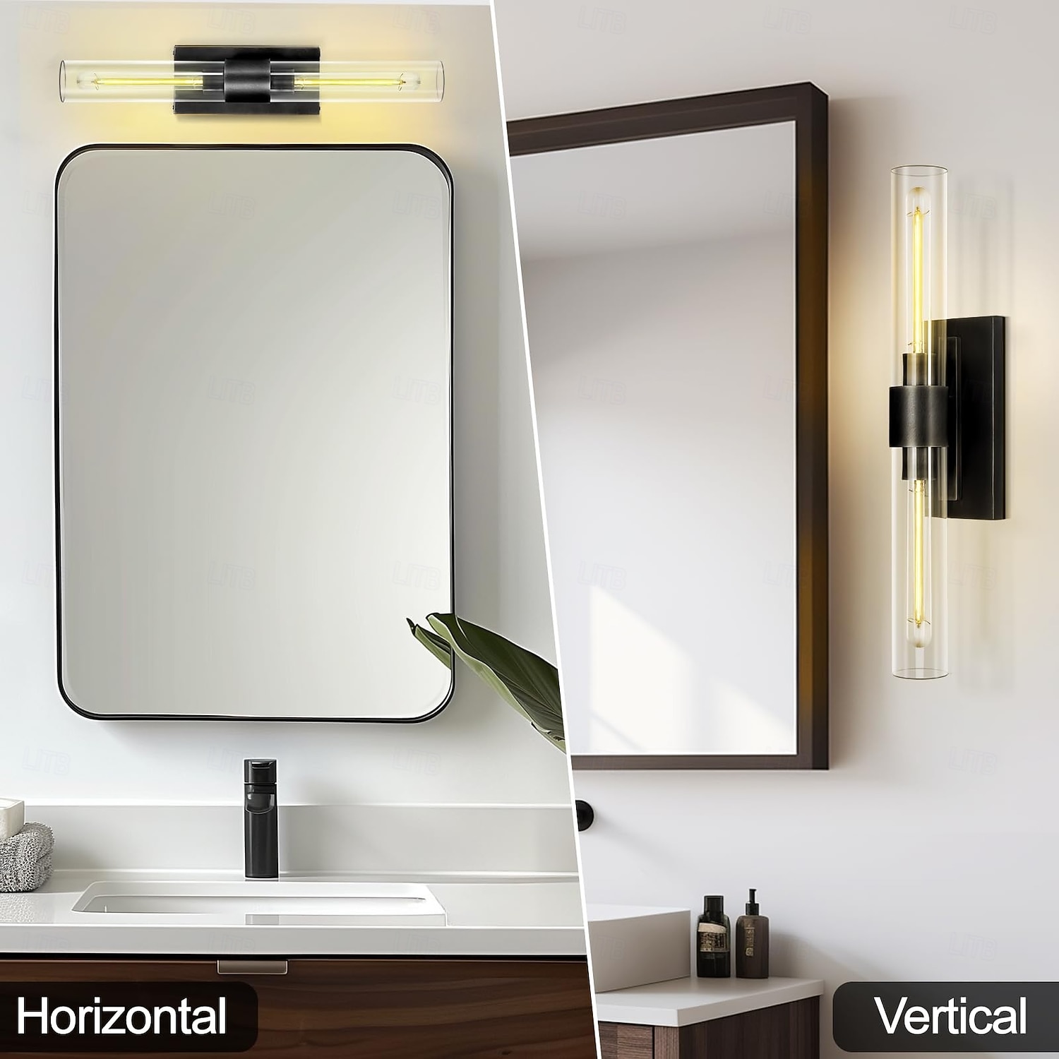 Badkamerverlichting, wandlampen met glazen buis, voet van geborsteld messing, badkamerwandlampen, nachtlampje voor de slaapkamer, wandlamp voor de kaptafel, woonkamer, hal 2026 - $234.87 –P4