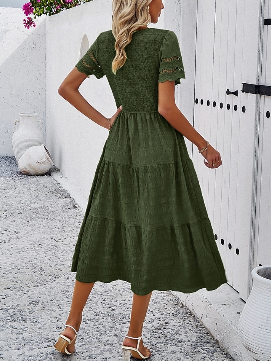 Per donna Abito Midi Abito a trapezio Abito Estivo Casual Quotidiano Vestibilità regolare Semplice Manica Corta Girocollo Nero Bianco Marrone Verde Estate Primavera del 2026 a $51.99 –P11
