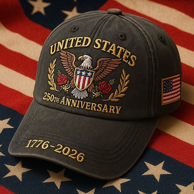 Casquette brodée commémorative du 250e anniversaire des États-Unis, motif aigle américain patriotique, vintage 1776-2026, casquette de baseball brodée drapeau américain pour hommes et femmes de 2026 ? $21.99 –P1