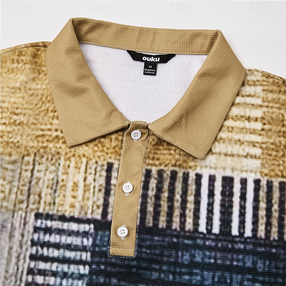 Homme Géométrique Bloc de Couleur Chemises Polo Gaufre Texturé manche longue Polos Revers Occasionnel Athleisure Tenue quotidienne Impression 3D Printemps Automne Hiver Bleu Violet Marron de 2026 ? $12.99 –P9