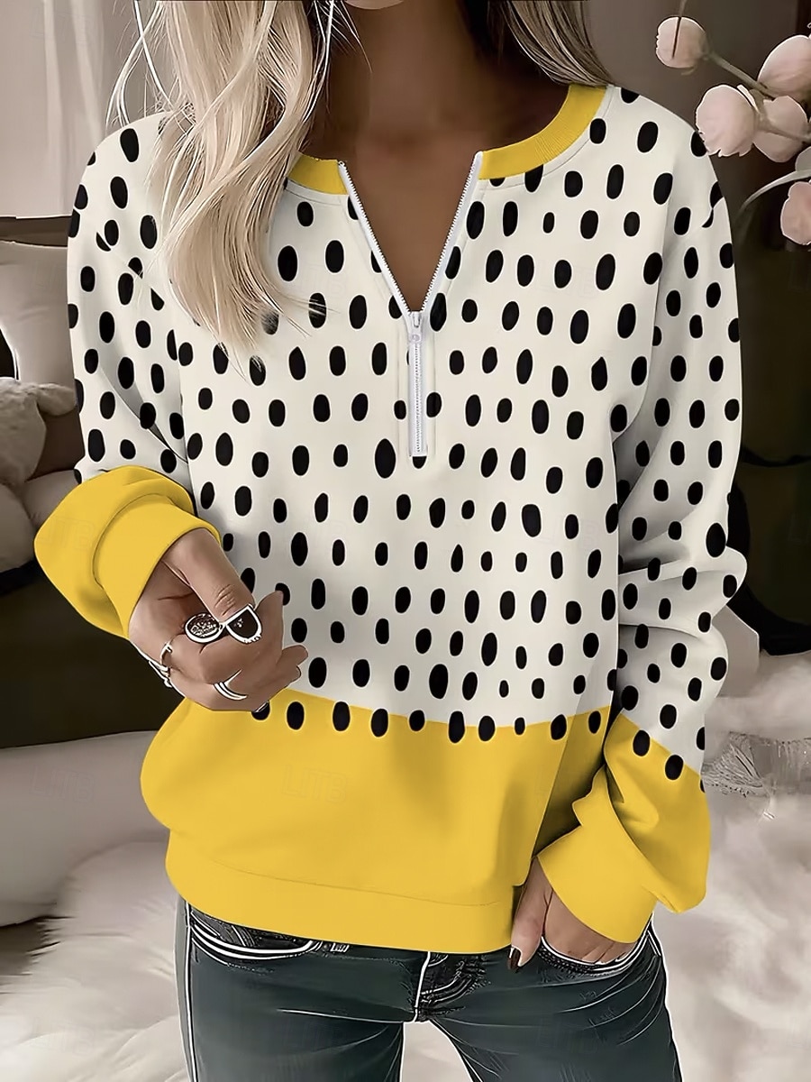 Pentru femei Hanorac pulover Hanorace cu fermoar Fermoar Imprimeu Grafic Abstract Modă Casual Manșon Lung Stil Nautic Topuri obișnuite Stradă Zilnice Galben Portocaliu Maro Primăvară Toamnă Iarnă 2026 - $27.99 –P3