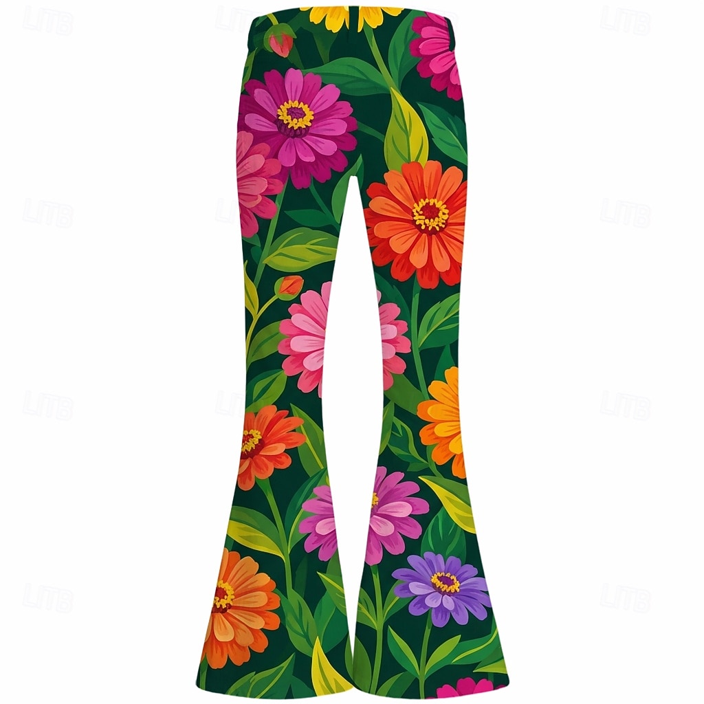 Retro Vintage Boho 1970s Pants Bell Bottom Pants Hippie Disco High Waist Floral Fancy Dress Women's Masquerade Music Festival Party Pride Parade Adults' Pants 2026 - $35.99 –P2