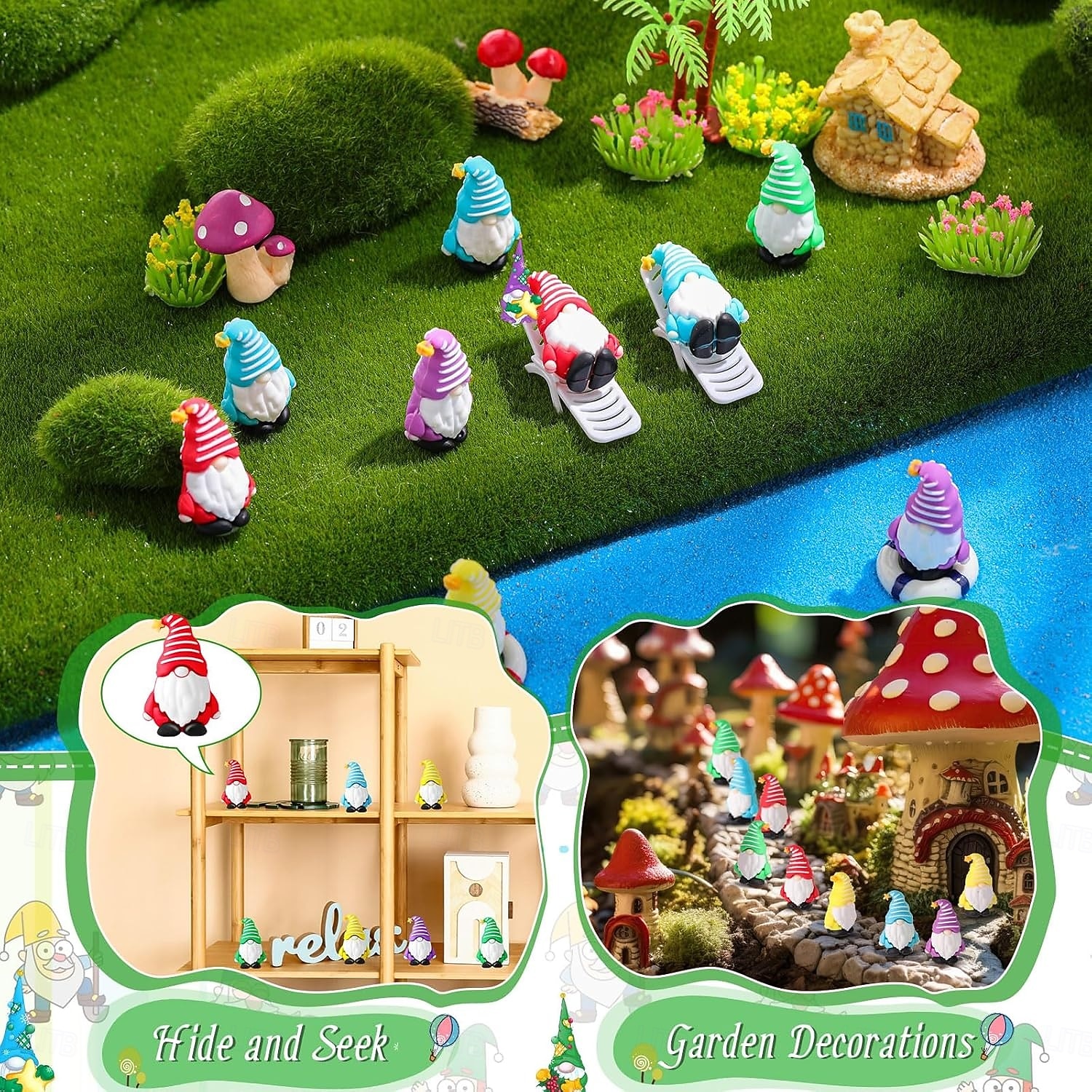 Miniaturowe krasnale, małe figurki, miniaturowe krasnale, prezenty dla wróżek, figurki, małe figurki do wypełniania jajek wielkanocnych, krajobraz, patio, ogród, akcesoria, prezenty wiosenne, woreczek 2026 - $23.99 –P6