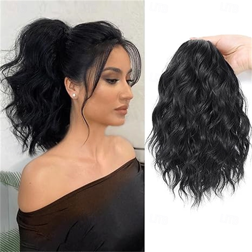 Przedłużanie kucyka - 12-calowe przedłużki z włosów w kucyk ze ściągaczem dla kobiet, syntetyczne, kręcone, falowane, sztuczne kucyki, do codziennego użytku na imprezach (mieszany brąz) 12 cali 2026 - $13.99 –P5