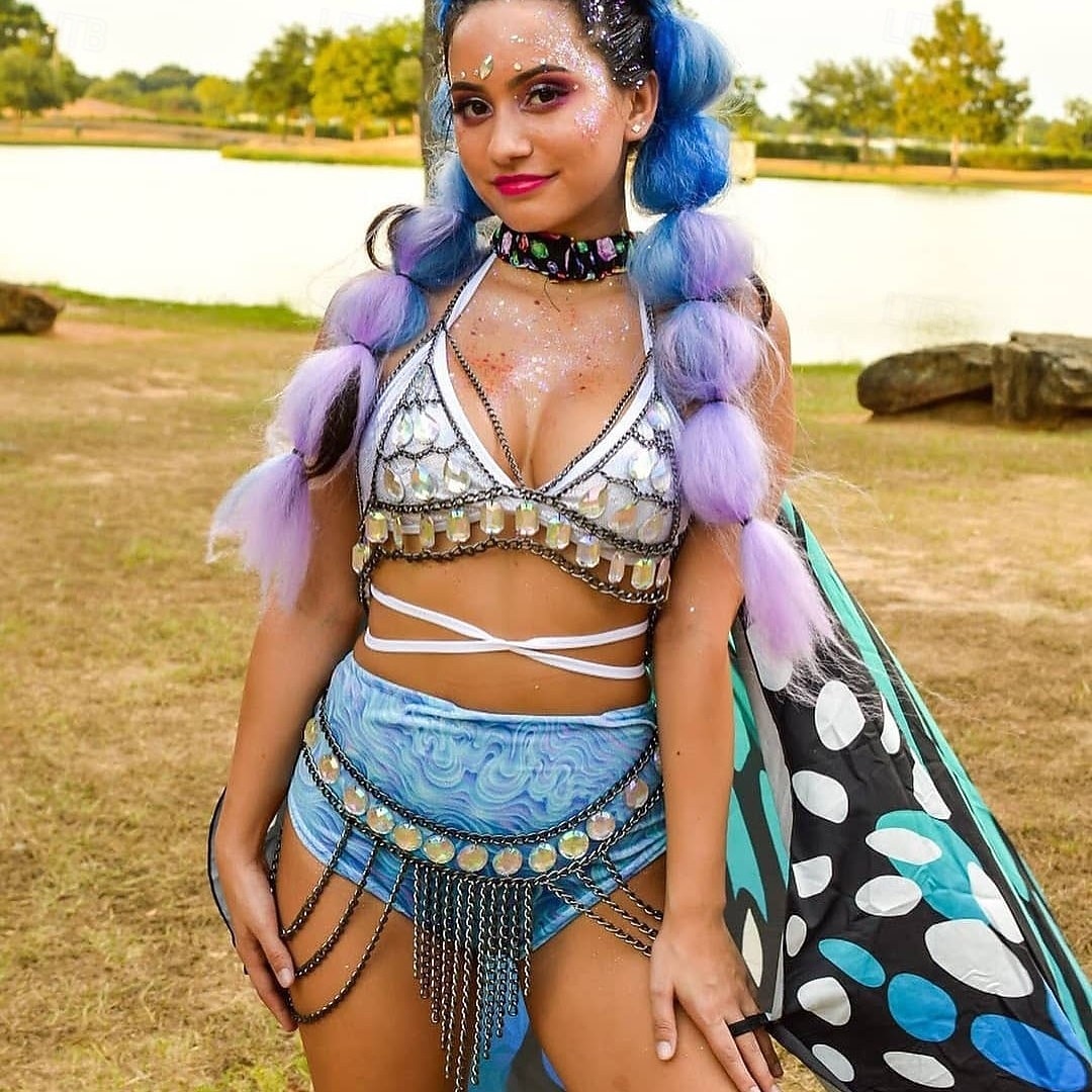 Samba Dancewear Iriserende Edelsteen Gouden Lichaamsketting Bikini Set Performanced Costume 2026 - $37.99 –P1