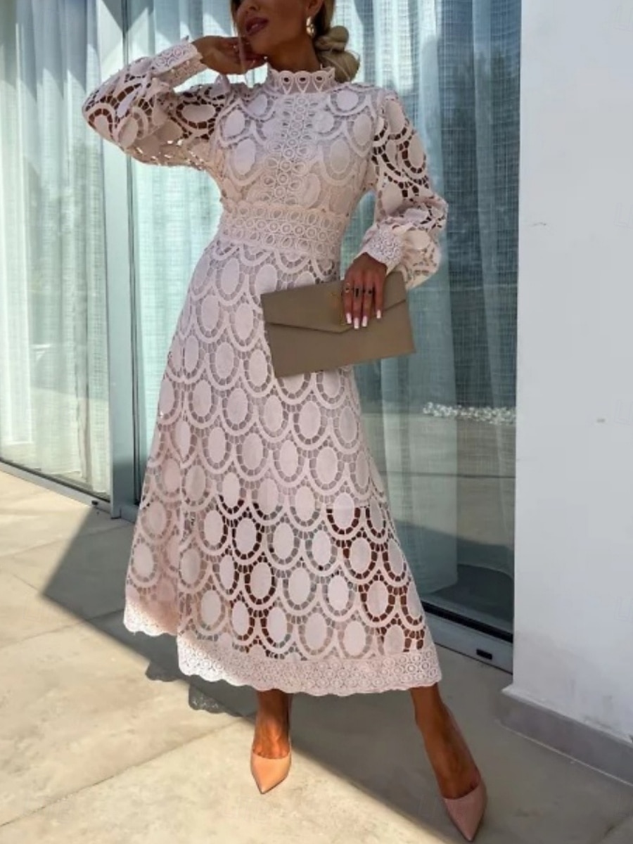 Γυναικεία Μίντι φόρεμα Φόρεμα σε γραμμή Α Καθημερινό Καθημερινά Κανονικό Σκέτο 3/4 Μήκος Μανικιού Ζιβάγκο Μαύρο Λευκό Κίτρινο Φούξια Άνοιξη Φθινόπωρο 2026 - $51.99 –P17