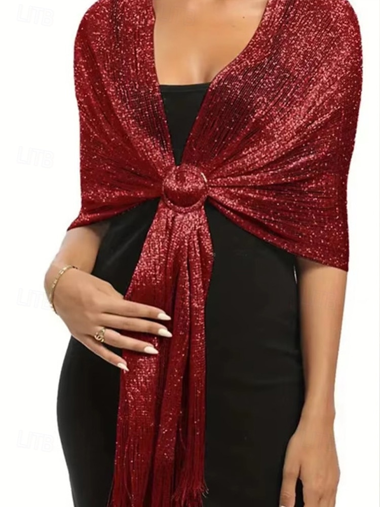 Écharpe en polyester pour femme, ornée de boutons en acrylique, disponible en plusieurs couleurs, idéale pour les mariages et les soirées. de 2026 ? $9.99 –P4