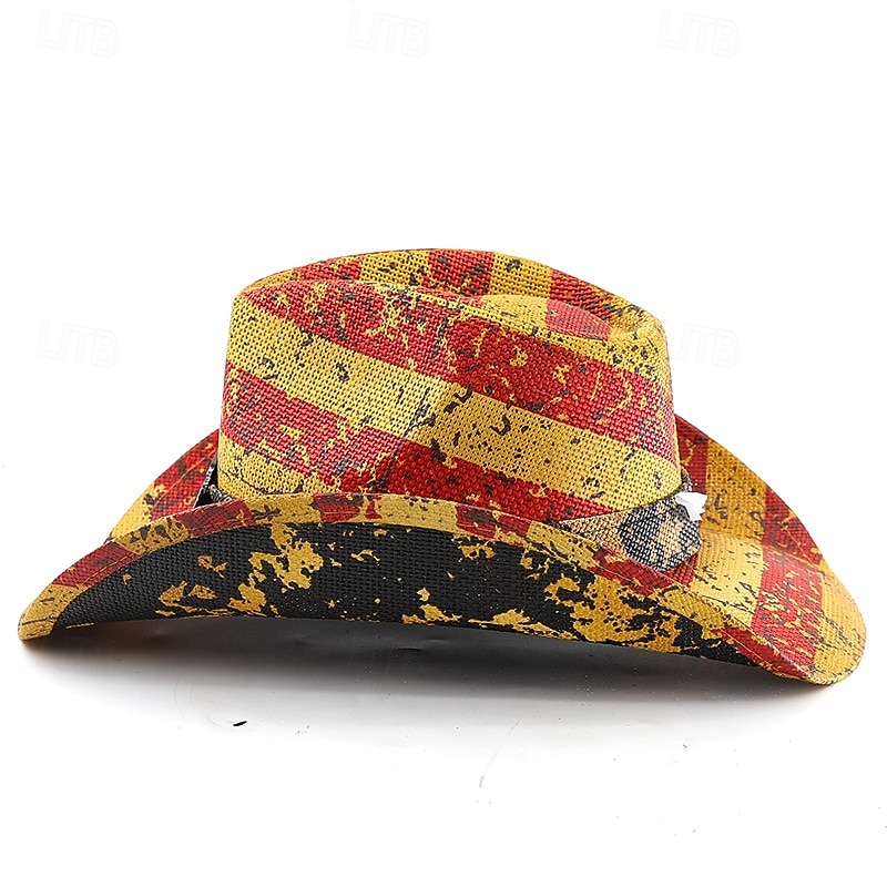 Yhdysvaltojen 250-vuotisjuhla Retro / vintage Villi länsi Cowboy hattu Cowgirl Hattu Lehmityttö Kantri West Cowboy Naamiaispuku Sukupuolineutraali Naamiaiset 4. heinäkuuta Juhla Itsenäisyyspäivä 2026 - $26.99 –P2
