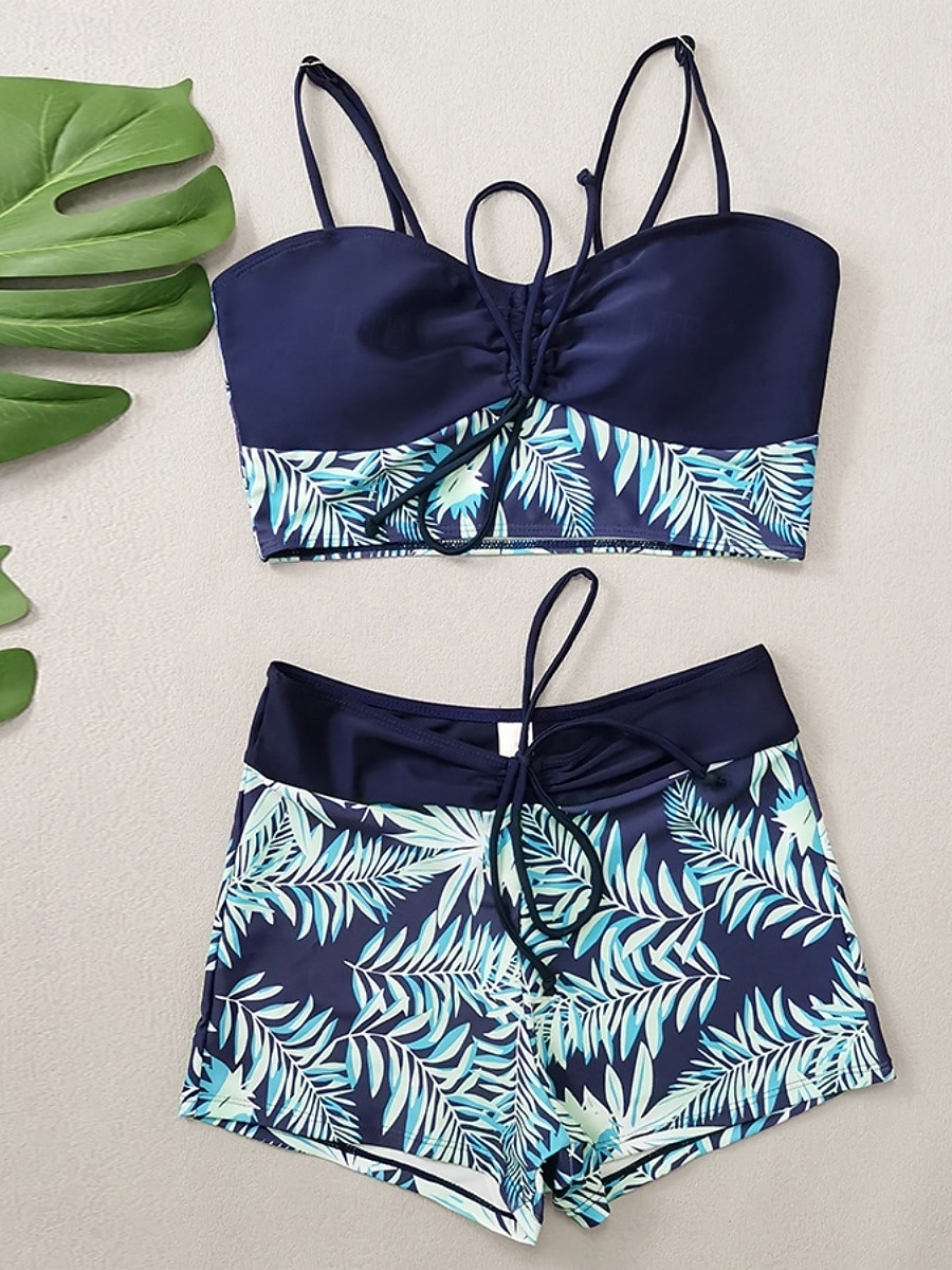 Dámské Plavky Bikiny 2 ks Kraťasy Plavky Štíhlý Volná záda prázdniny Oblečení na pláž Do V Bez rukávů Plavky 2026 - $22.99 –P4