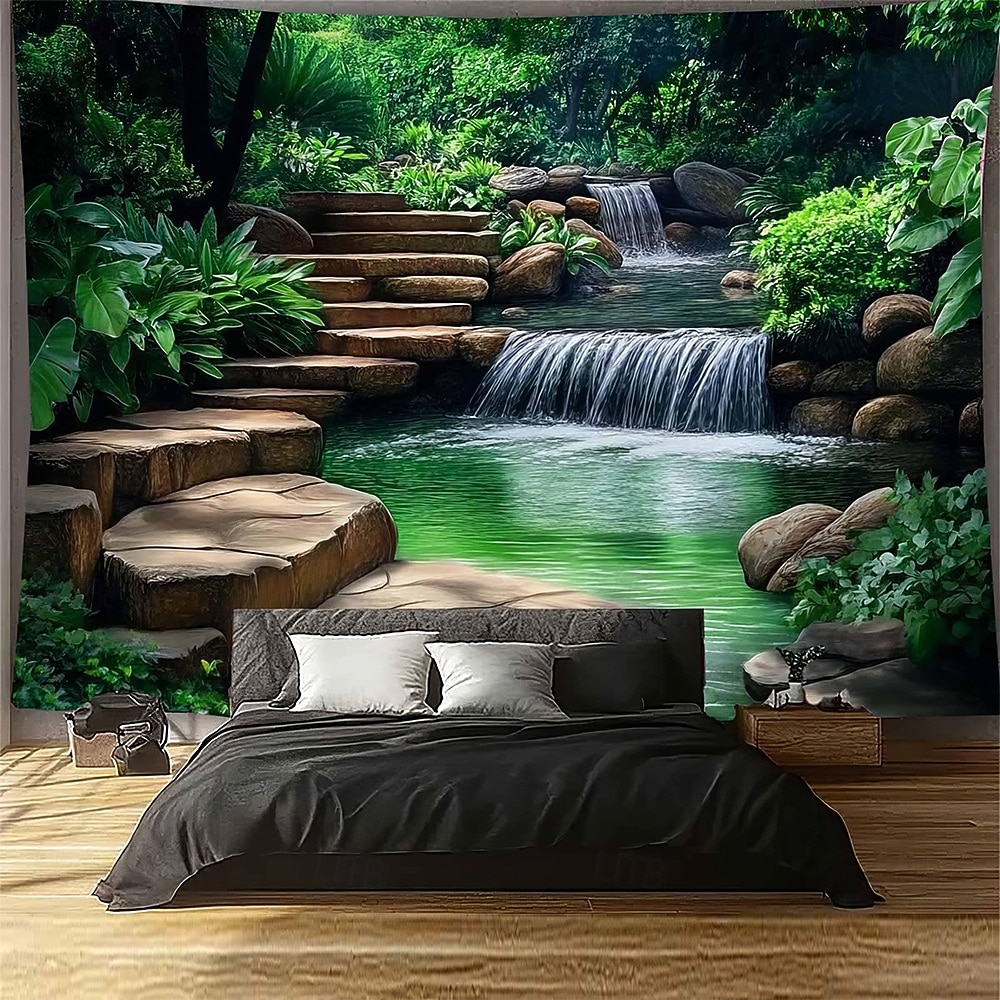 טבע נוף מפל מערה שטיח קיר טרופי יער מערה נוף אמנות לסלון חדר שינה עיצוב הבית 2026 - $19.99 –P7