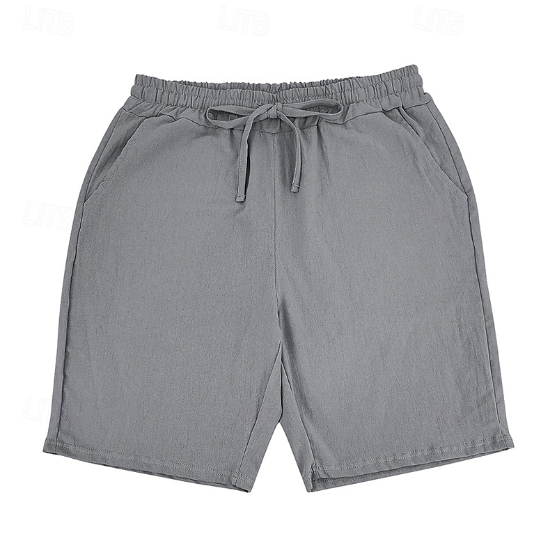Męskie Szorty Lniane szorty Letnie szorty Szorty plażowe Ściągana na sznurek Elastyczny pas Równina Komfort Oddychający Do kolan Codzienny Urlop Święto Moda Retro / vintage Niebieski Khaki Średnio 2026 - $18.99 –P5