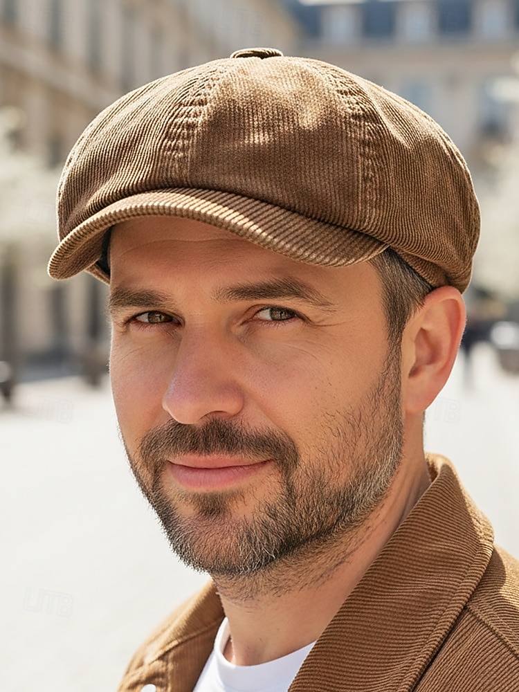 férfi poliészter kordbársony barett sapka – több színben – hétköznapi és hétköznapi viselet 2026 - $14.99 –P3