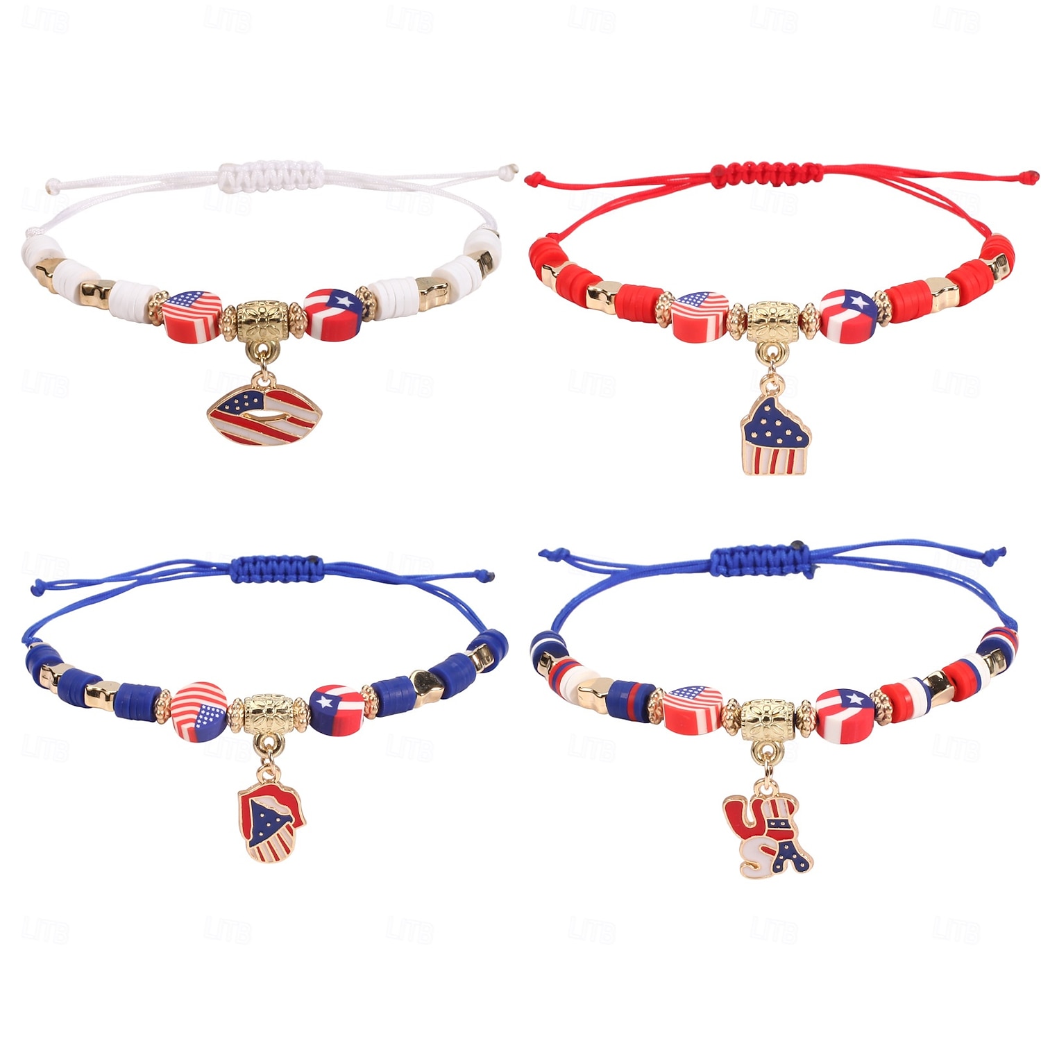 Yhdysvaltojen 250-vuotisjuhla Bracelet Vapaa-aika Aikuisten Sukupuolineutraali Itsenäisyyspäivä 4. heinäkuuta Juhla Suoritus Pukeudu 2026 - $12.49 –P8