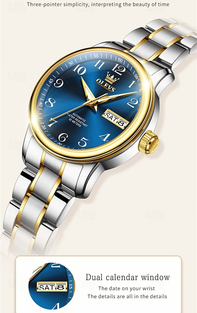 Mother's Day Gift OLEVS Women's Business Watch With Luminous Calendar, Week Display, Fully Automatic Mechanical Movement, Casual And Fashionable Digital Watch, Waterproof, Sporty Women's Wristwatch 2026 - $94.99 –P4