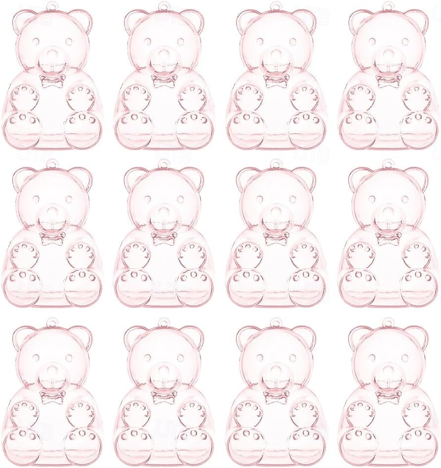 12 st söta björnformade godisaskar, genomskinliga fyllbara ornament, godisbehållare godsaksaskar, bröllopspresentaskar förvaringsbehållare godisburkar, för brudshower bröllop alla hjärtans dag 2026 - $22.99 –P11