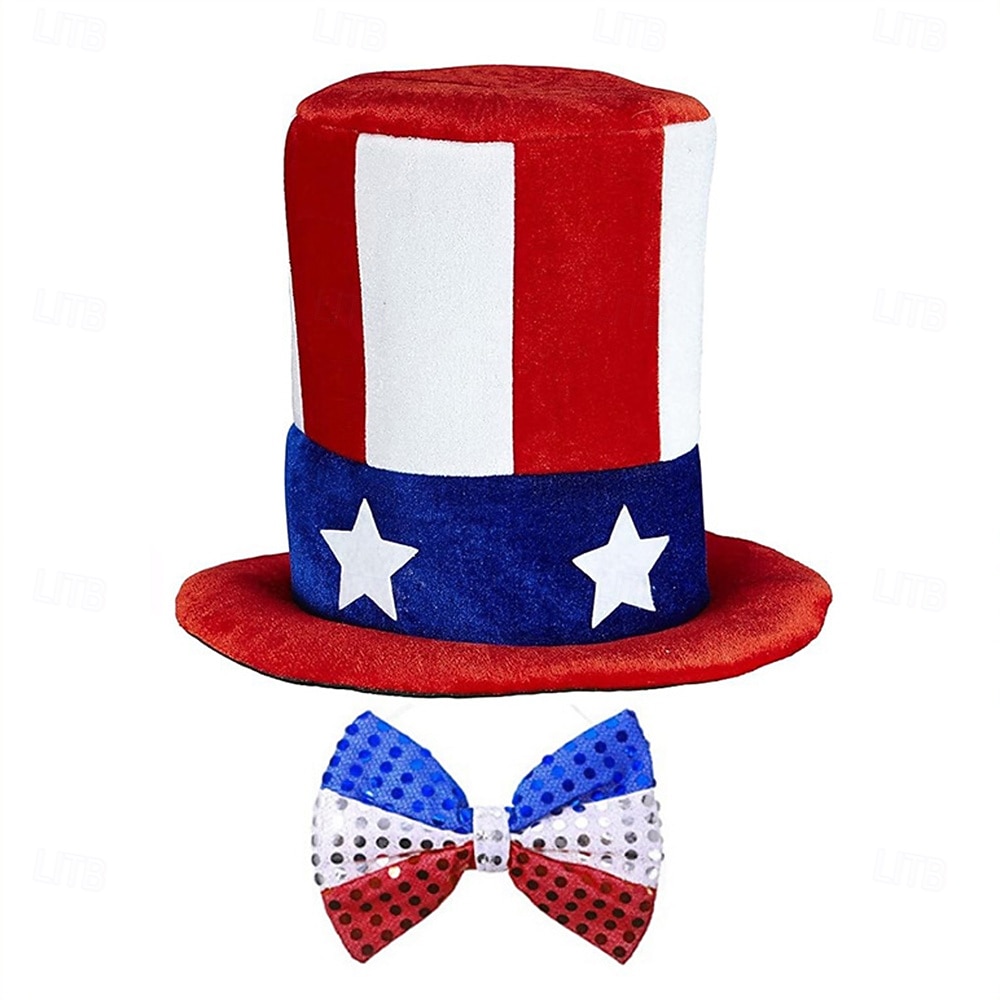 250 aniversario EE.UU. Sombrero de panamá Pajarita Sombrero de copa Tío Sam Innovador Patriótico Lentejuelas Adulto Unisexo Día de la Independencia 4 de julio Fiesta Desfile Disfrazarse 2026 - $15.49 –P10