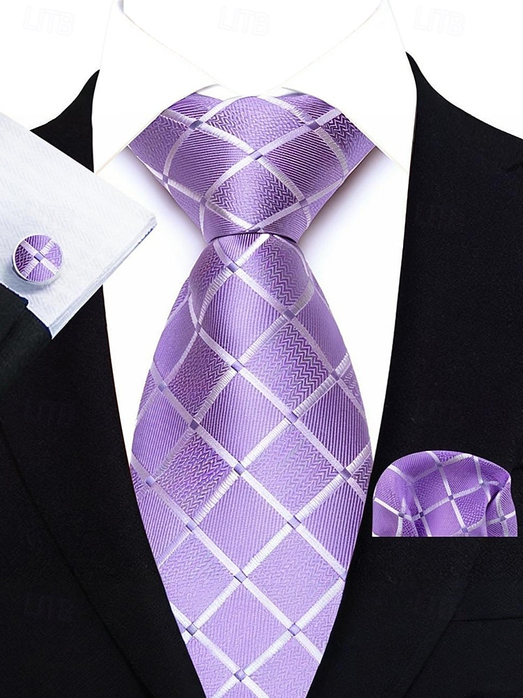 Набор мужских галстуков, нагрудных платков и запонок, полиэстер, разноцветные, для торжественных случаев, жениха, свадьбы, Дня святого Валентина, деловых мероприятий. 2026 - MXN $275.35 –P18