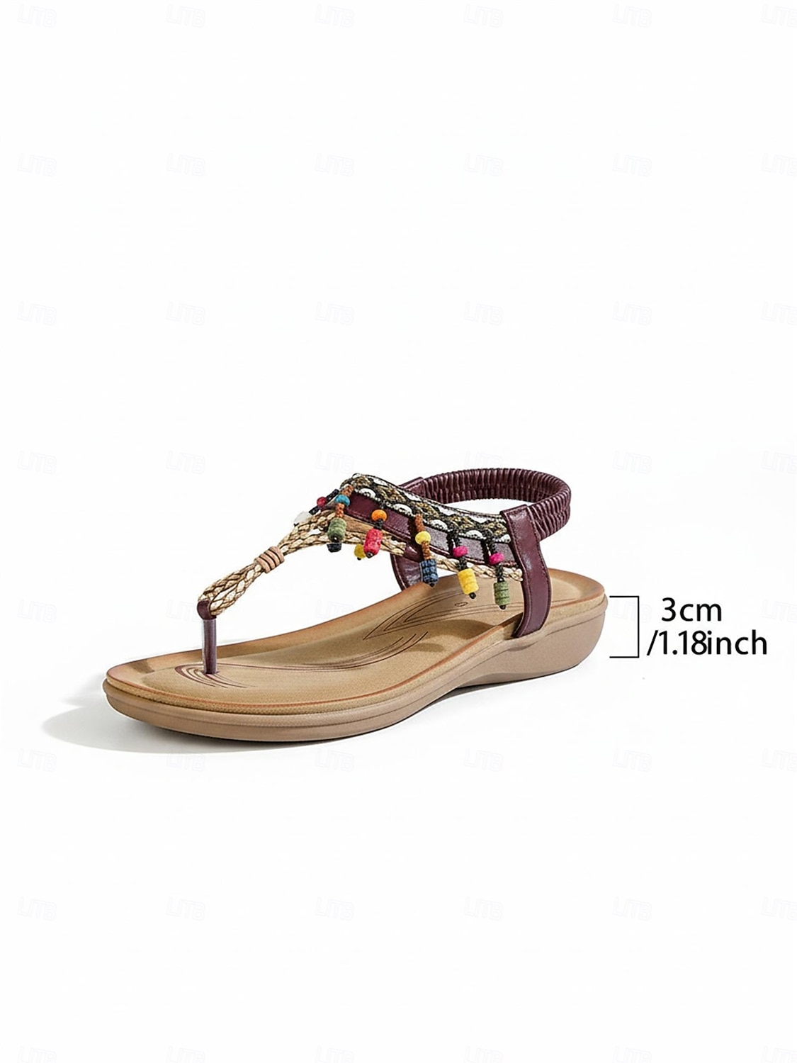 sandali da donna bohémien con cinturino a T e ciondoli di perline colorate – stile etnico vintage, comode scarpe basse da passeggio per vacanze al mare e località estive del 2026 a $32.99 –P5