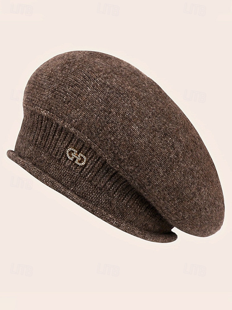 Naisten pehmeä polyesterineulottu barettihattu, kevyttä villamaista lankaa, monivärinen klassinen ranskalainen tyyli jokapäiväiseen käyttöön, kaupunkiretkille, matkoille ja syksy-talvimuotiin 2026 - $14.99 –P11