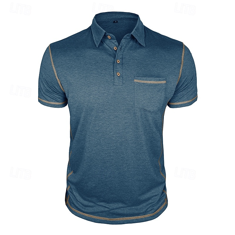 Bărbați Polo Cămașă de golf Casual Afaceri Clasic Manșon scurt Modă Culoare solidă Buzunar Nasturi Vară Primăvară Toate Sezoanele Fit regulat Negru Alb Roșu Vin Bleumarin Kaki Gri Deschis Polo 2026 - $20.99 –P6