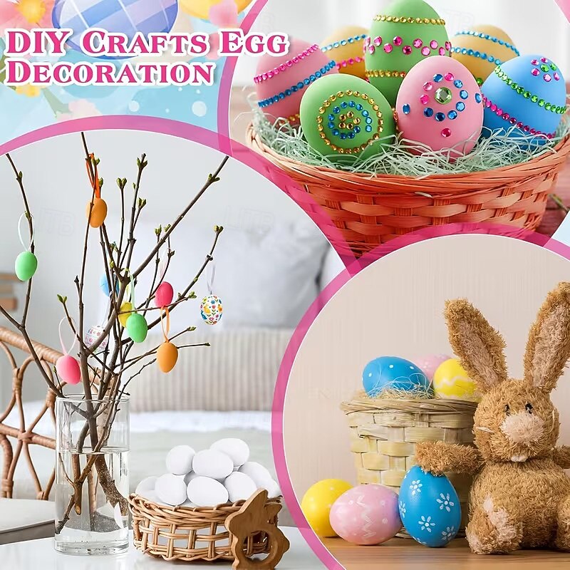 25-Piece White Easter Egg Painting Kit Blank Eggs for Coloring, Includes Strings, Tools, Gem Stickers, Hanging Rope, Perfect for Adult Easter Crafts Parties, Handmade Activities, and Decorations 2026 - $20.99 –P2