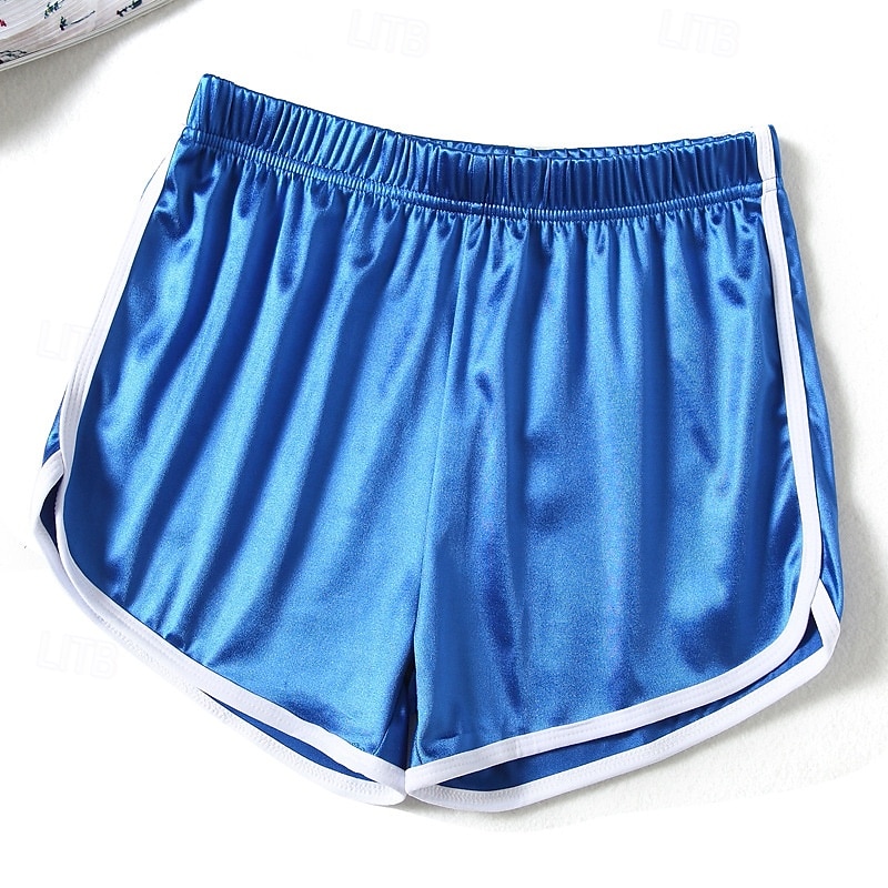 Women's Active Shorts Fashion Streetwear Casual Short Medium Waist Plain Elastic Waistband Comfy Breathable High Elasticity Daily Outdoor Vacation Light Sky Blue Navy Black Silvery Summer Spring 2026 - $13.99 –P4