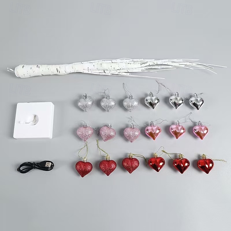 Valentine's Day Decor Lighted Birch Tree with Heart Ornaments, Romantic Heart-Shaped Birch Tree Lamp, Tabletop Artificial Trees Lights for Indoor Decor, Cozy LED Mood Lighting for Home Decor 2026 - $28.99 –P12