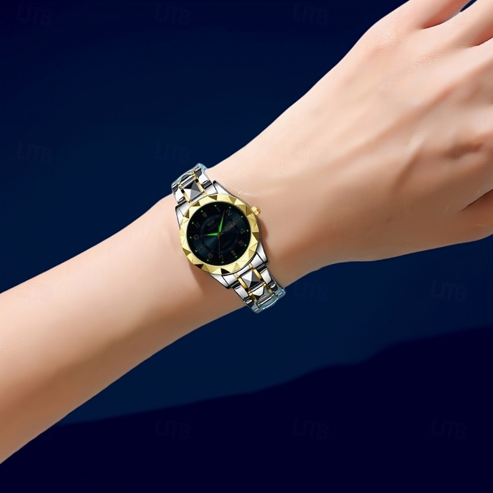 Les montres à quartz pour femmes sont à la mode décontractées et élégantes équipées de décorations en strass et de cadrans lumineux à double calendrier ce qui en fait le meilleur choix de cadeau pour de 2026 ? $21.99 –P3