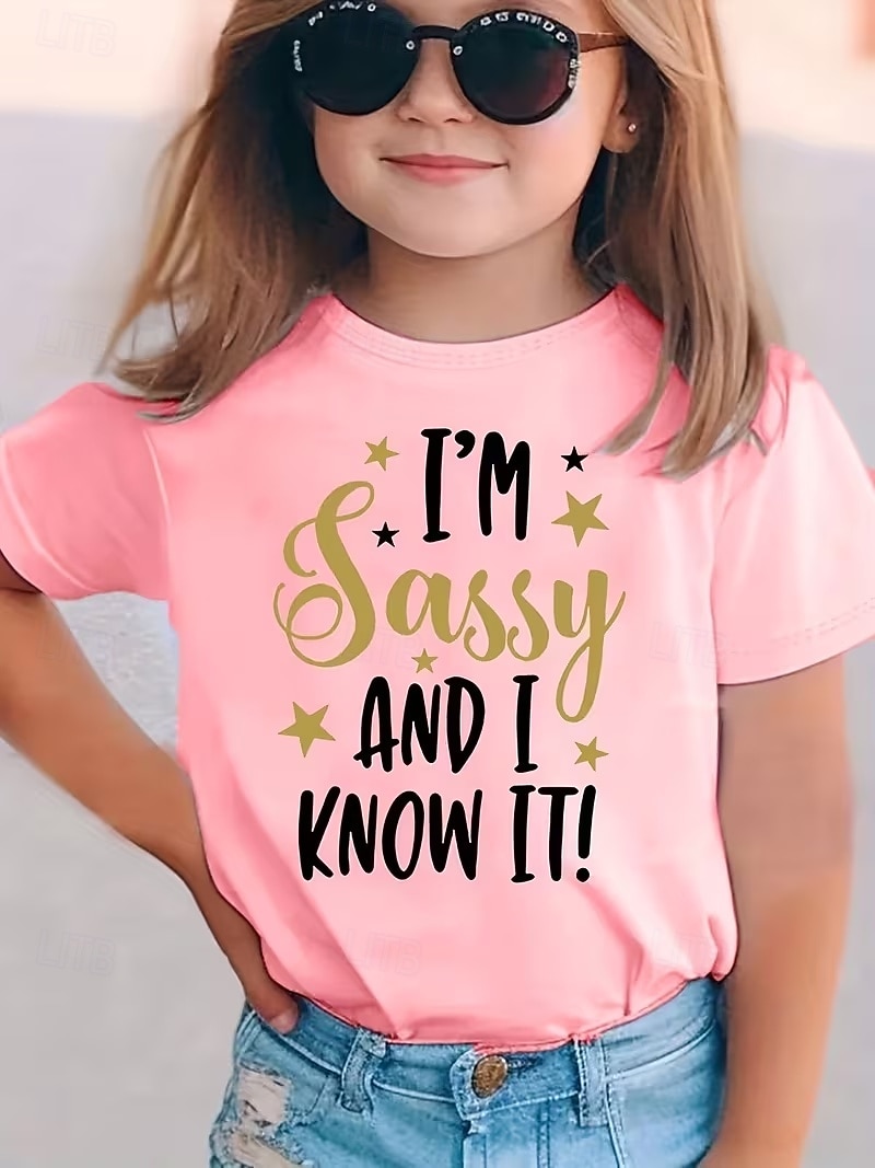 Девочки 3D Графика Буквы Футболка С короткими рукавами 3D печать Лето Весна Спорт Мода Уличный стиль Дети 4-12 лет Вырез под горло Повседневные на открытом воздухе Стандартный 2026 - $12.99 –P5