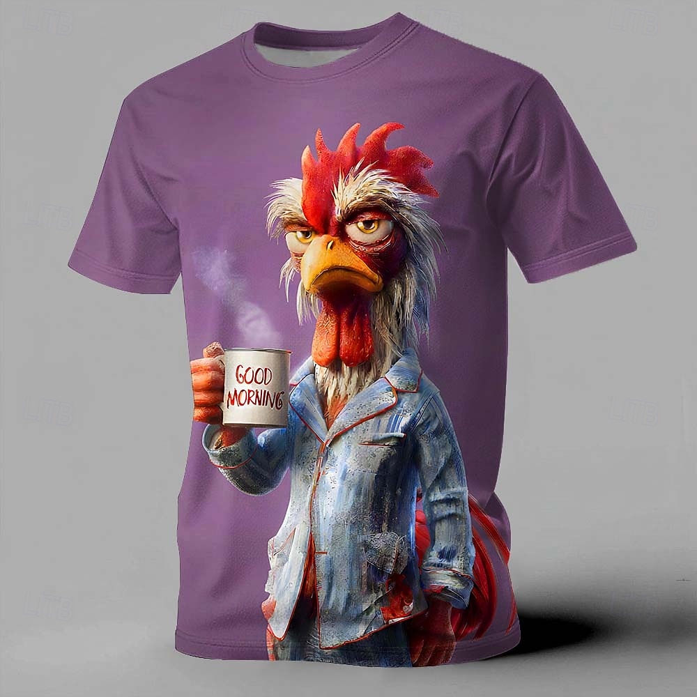 Homens Animal Galo Engraçado Camiseta Manga Curta Camiseta Impressão 3D Gola Redonda Camisa Exagerado Designer Festa Feriado Azul Branco Roxo Verão Primavera Roupa S M L XL XXL XXXL de 2026 por $21.99 –P4