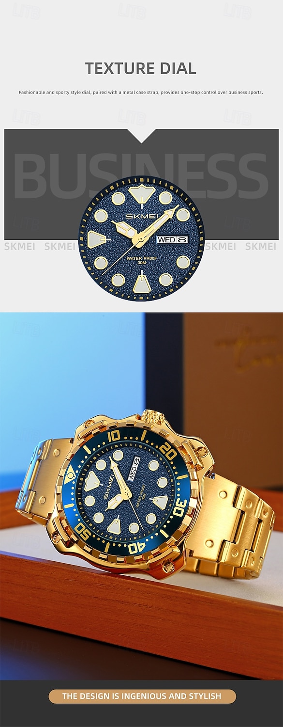 SKMEI Men Quartz Watch Minimalist Large Dial Fashion Business Luminous Calendar Waterproof Decoration Steel Watch 2026 - $36.99 –P2