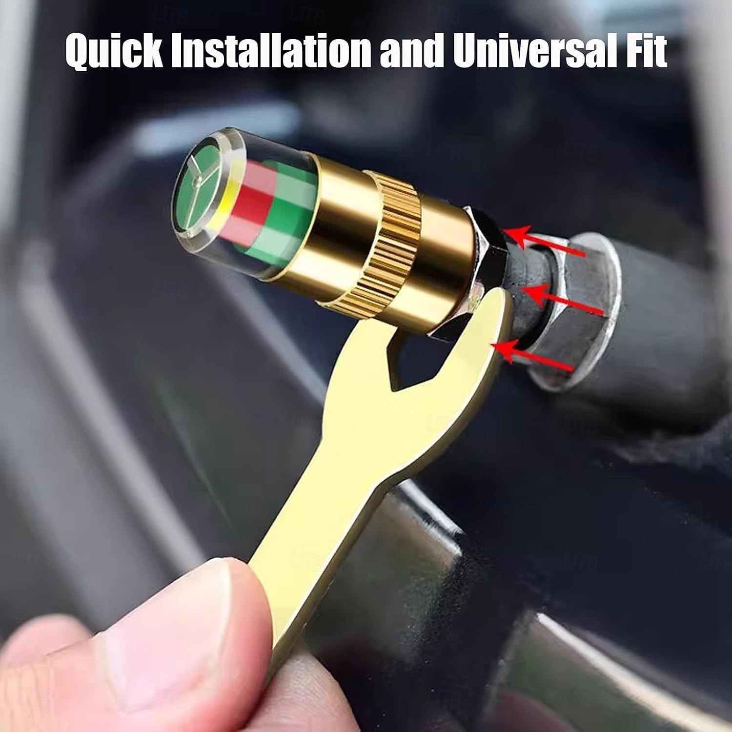 4 db gumiabroncsnyomás-ellenőrző szelepszár-sapka, 2,4 bar 36 psi autó gumiabroncsnyomás-ellenőrző érzékelő kijelző 3 színű szemriasztással, univerzális szelepszár-sapkák autókhoz 2026 - $9.99 –P8