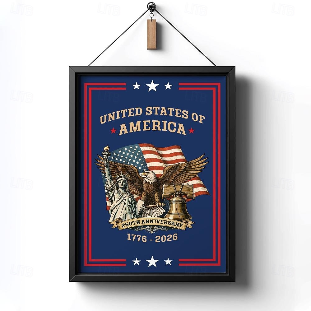 Cartel de aniversario 250 de EE.UU. cartel de cumpleaños americano pancarta de cartel del Día de la Independencia de EE.UU. águila campana Estatua de la Libertad patriota 2026 - $12.99 –P6