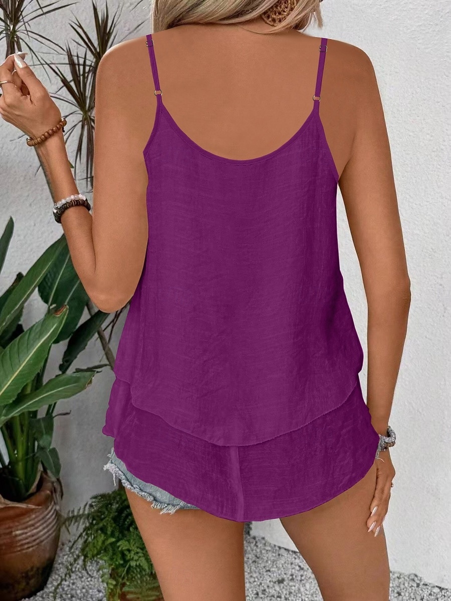 Dame Singleter Drapering عادي Mote Moderne Fritid Ermeløs Crew-hals Vanlige topper Daglig Helg Svart Lilla Oransje Grønn Beige Sommer Vår 2026 - $21.99 –P2