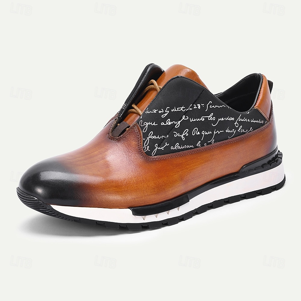 Zapatillas de cuero sin cordones para hombre: diseño elegante con letras, cómodas y modernas, ideales para ocasiones informales y semiformales. 2026 - $84.99 –P2