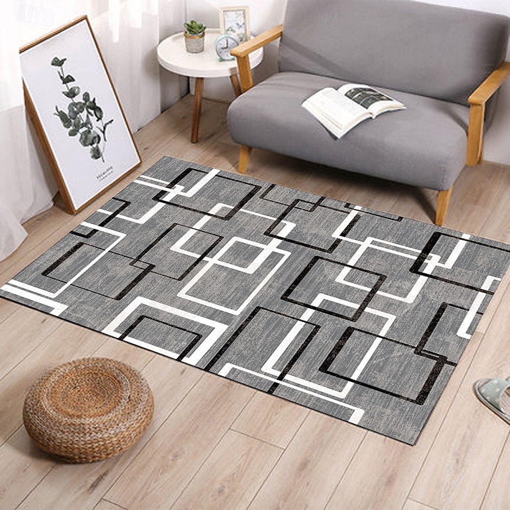 Tapete de corredor com estampa geométrica em tecido de flanela, decoração para casa, tapete de entrada à prova de poeira, absorvente e macio para banheiro. de 2026 por $17.99 –P8