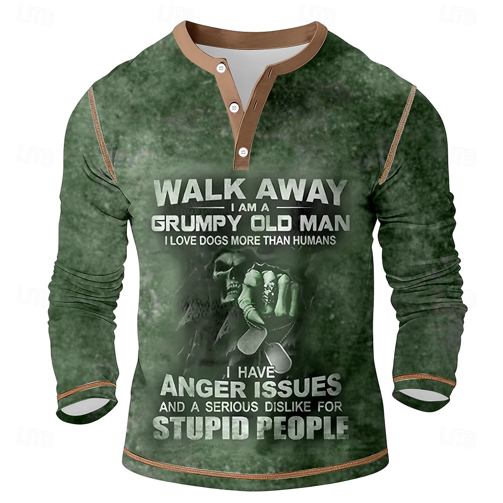 Herren Grafik Vintage Henley Hemd T-Shirt Langarm Vintage Mode Designer Lässig Täglich Outdoor Frühling Frühling & Herbst Ganzjahres Dunkelbraun Armee-Grün Dunkelgrau Marineblau Henley Henley T-Shirt 2026 - $24.99 –P3