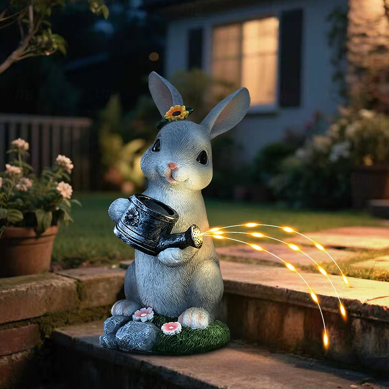 Easter Bunny Outdoor Solar Waterproof Gray Resin Watering Can Light, Garden Yard Pathway Lawn Decor, Farm Landscape Lighting, Decorative Figurine Accent Light for Outdoor Garden 2026 - $34.99 –P6