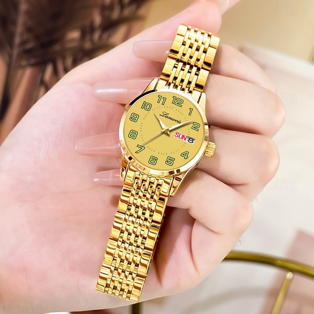 Klassisk Damklocka Original Kvarts Klocka Rhinestone Urskiva Luminös Datum och Kalenderfunktion Trendig Moderiktiga Affärsluxusklocka Bästa Val för Födelsedagspresent Mors Dag 2026 - $20.99 –P5