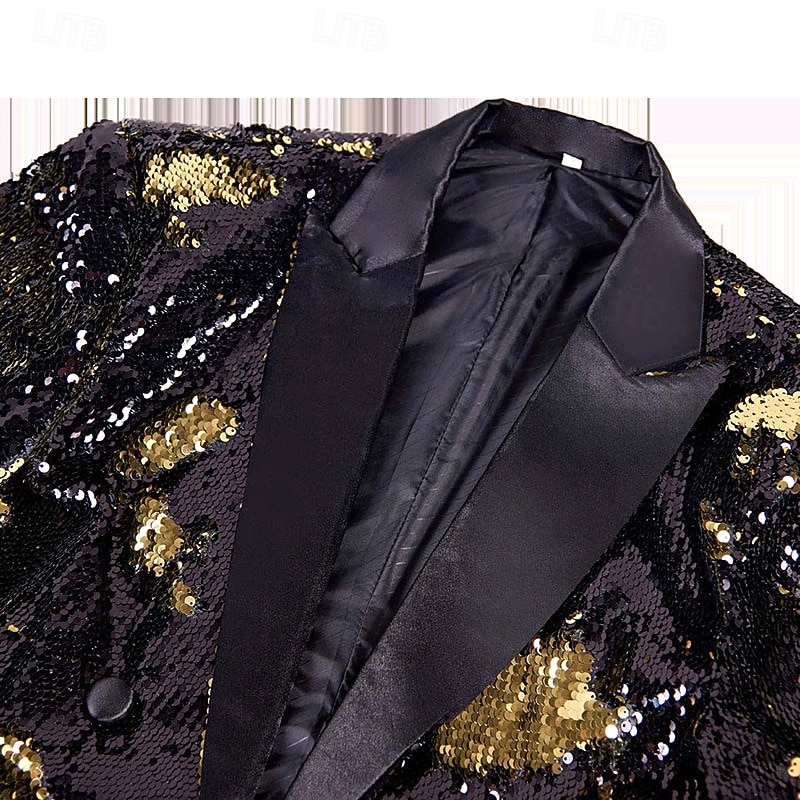 Men's Tuxedo Closure collar Party Sparkle Sequin Solid Colored Blazer Blue Red Gold Tailored Fit Double Breasted Six-buttons 2026 - $99.99 –P7