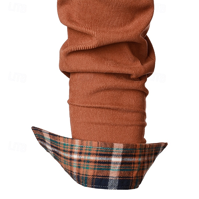 Per uomo Camicia Camicia elegante Camicia di Velluto a Coste Camicia con Bottoni Plaid Casuale Quotidiano Nero Blu marino Arancione Verde Manica Lunga Collo ripiegato Tutte le stagioni Abbigliamento del 2026 a $29.99 –P9