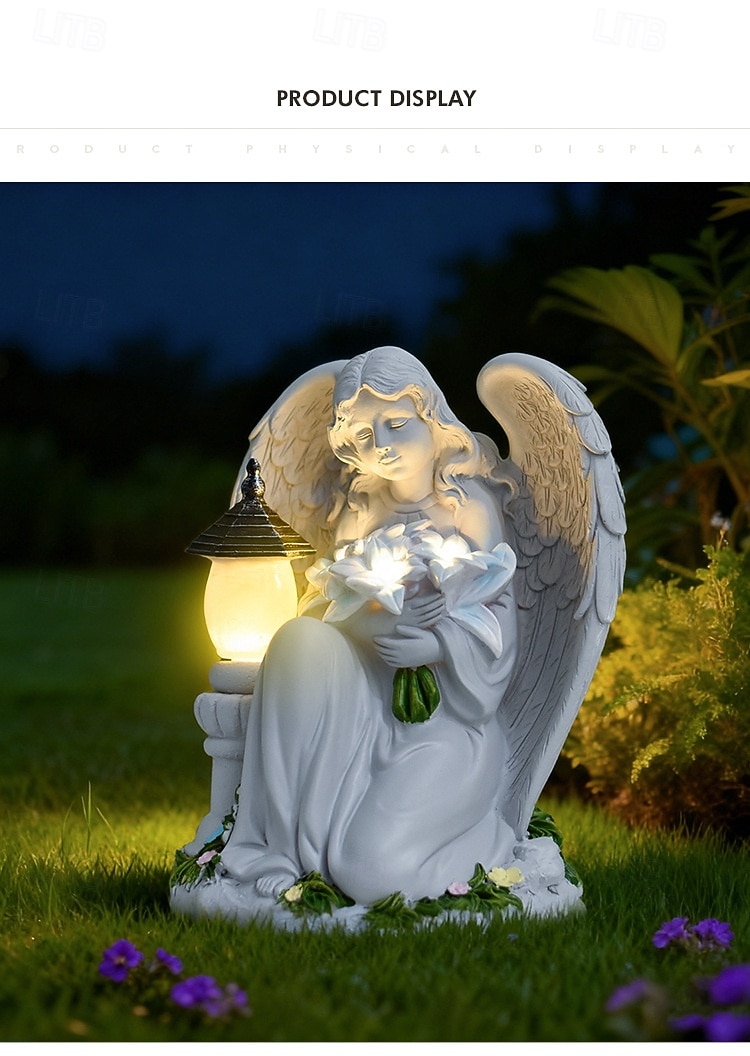 1 Pc Outdoor Solar Waterproof Praying Angel Resin Figurine Light, Garden Yard Pathway Lawn Decor, Religious Angel Statue, Farm Landscape Lighting, Outdoor Decorative Accent Ligh 2026 - $39.99 –P1