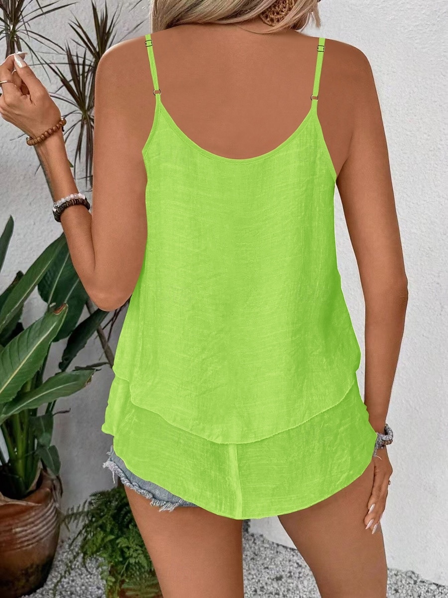 Dame Singleter Drapering عادي Mote Moderne Fritid Ermeløs Crew-hals Vanlige topper Daglig Helg Svart Lilla Oransje Grønn Beige Sommer Vår 2026 - $21.99 –P3