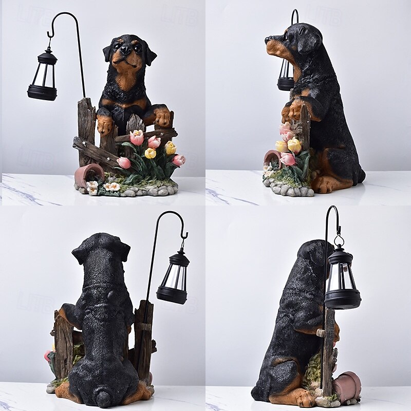 1 pezzo di luce solare impermeabile per esterni a forma di cane, decorazione per giardino, prato, vialetto, luce solare da giardino in resina a forma di cucciolo, illuminazione d'accento per del 2026 a $30.99 –P5