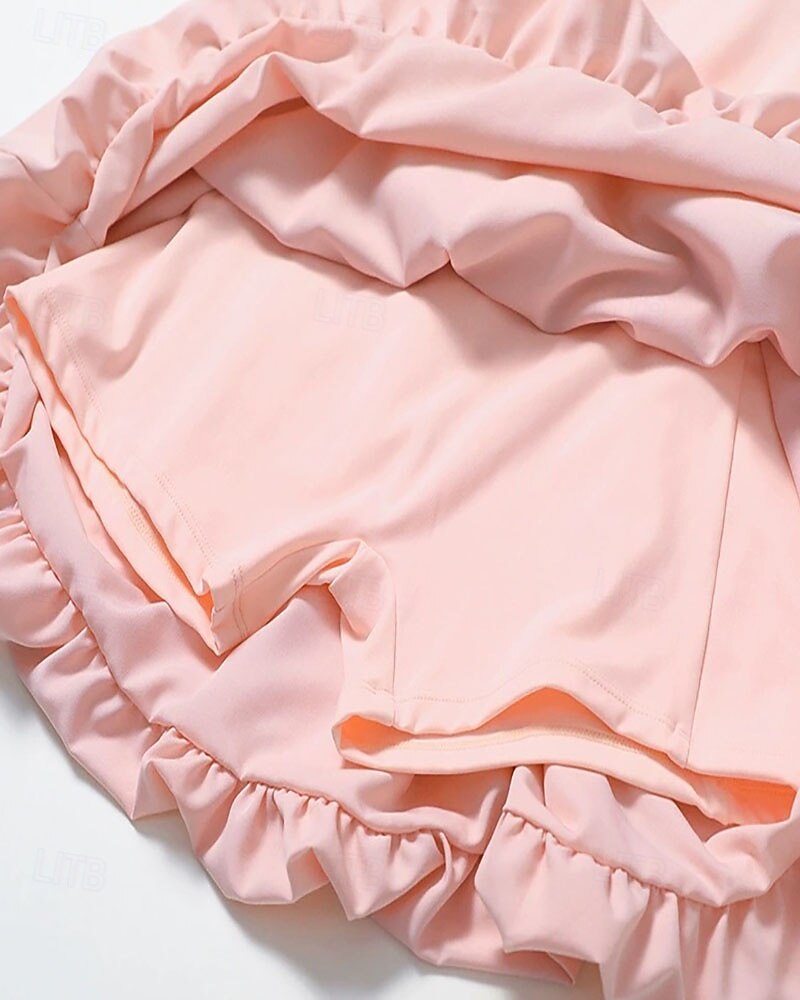 Per donna Tinta unita Abito da tennis Gonne da tennis con pantaloncini Abito sportivo Senza Maniche Arricciato Patchwork Tasca Assorbimento degli urti Traspirante Tennis Corsa Fitness Scollo Tondo del 2026 a $35.99 –P7