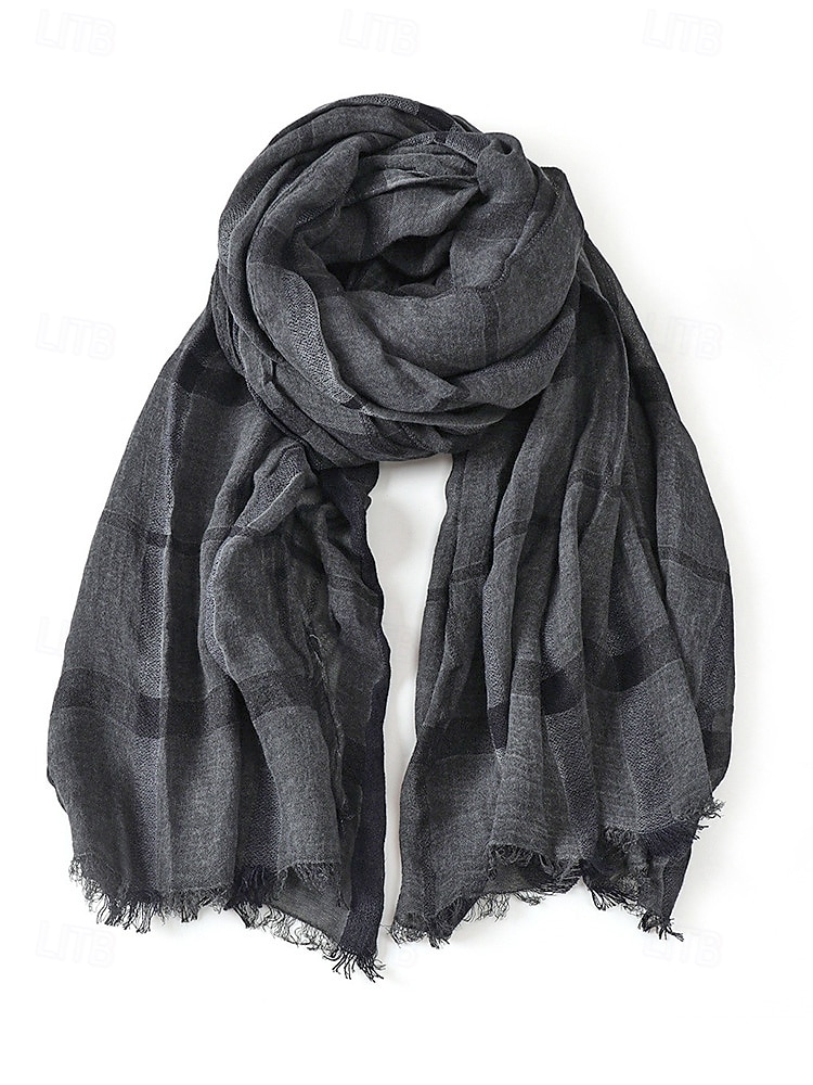 sciarpa a quadri in cotone e lino da uomo – vari colori, leggera e traspirante – perfetta per l'uso quotidiano casual del 2026 a $14.99 –P11