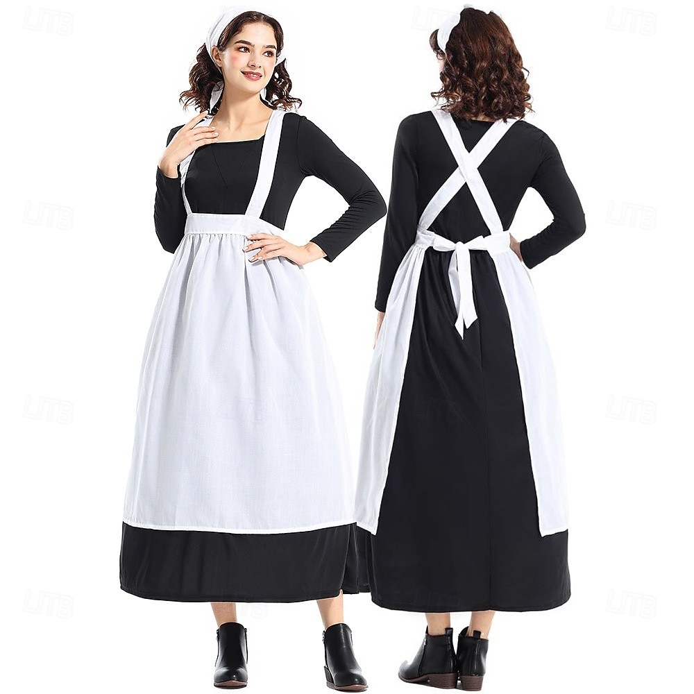 250th Anniversary USA 19th Century 1800s Ankle Length Prairie Dress Bonnet and Apron Set Long Sleeves Pioneer Girl Colonial Pioneer Revolutionary War Costumes Fancy Dress Women's Halloween Carnival 2026 - $40.99 –P11