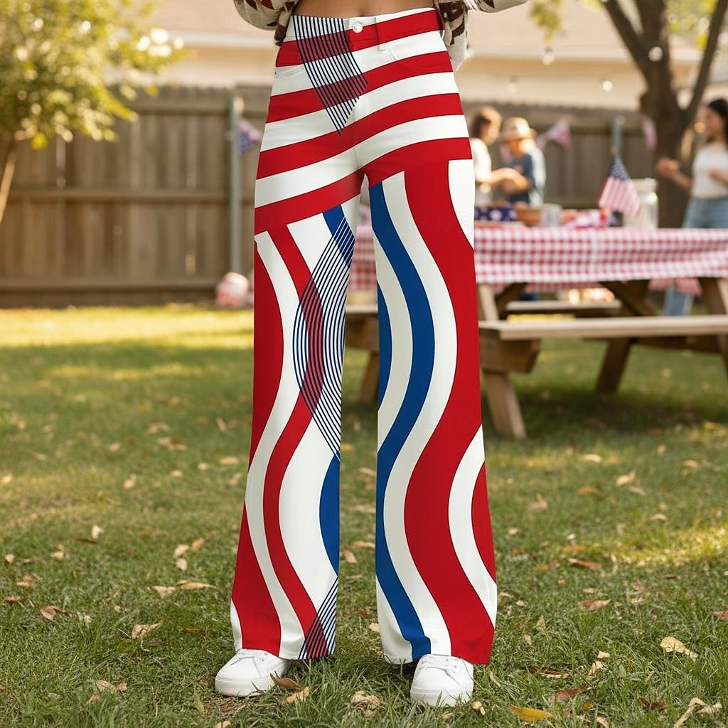 250e anniversaire des États-Unis Rétro Vintage Années 1970 Pantalon Pantalon à jambes larges Hippie Disco Taille haute Déguisement Femmes Mascarade 4 Juillet Jour de l'indépendance Adulte Pantalon de 2026 ? $32.99 –P1